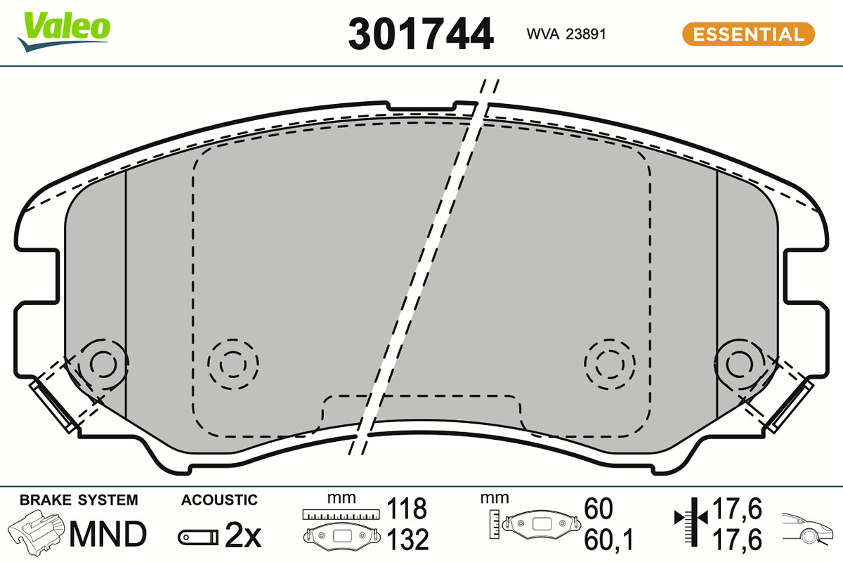 Jogo de 4 pastilhas de travão VALEO ref. 301744